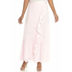 Kaari Blue Women’s Size 14 Wrap Ruffle Midi Maxi Skirt Alpine Pink NWT